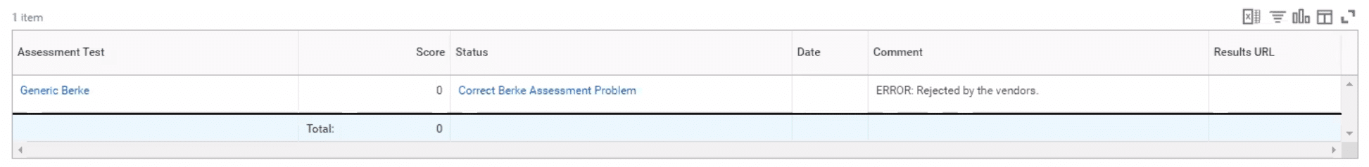 screenshot of the error message