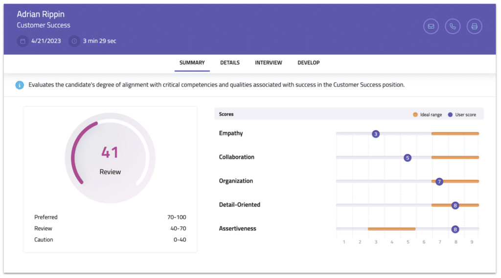 Sample candidate report