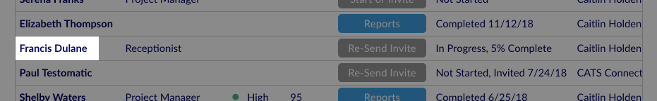 screenshot of names list