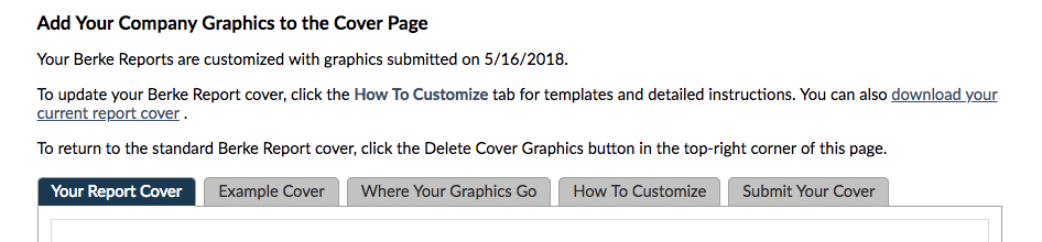 Screenshot of the report cover tab options